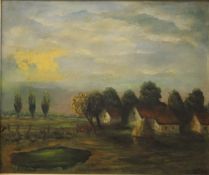 G LEYS, Farm Scene, oil on board, framed. 59 x 49 cm.
