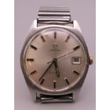 An Omega Geneve Date gentleman's wristwatch. 3.5 cm wide.