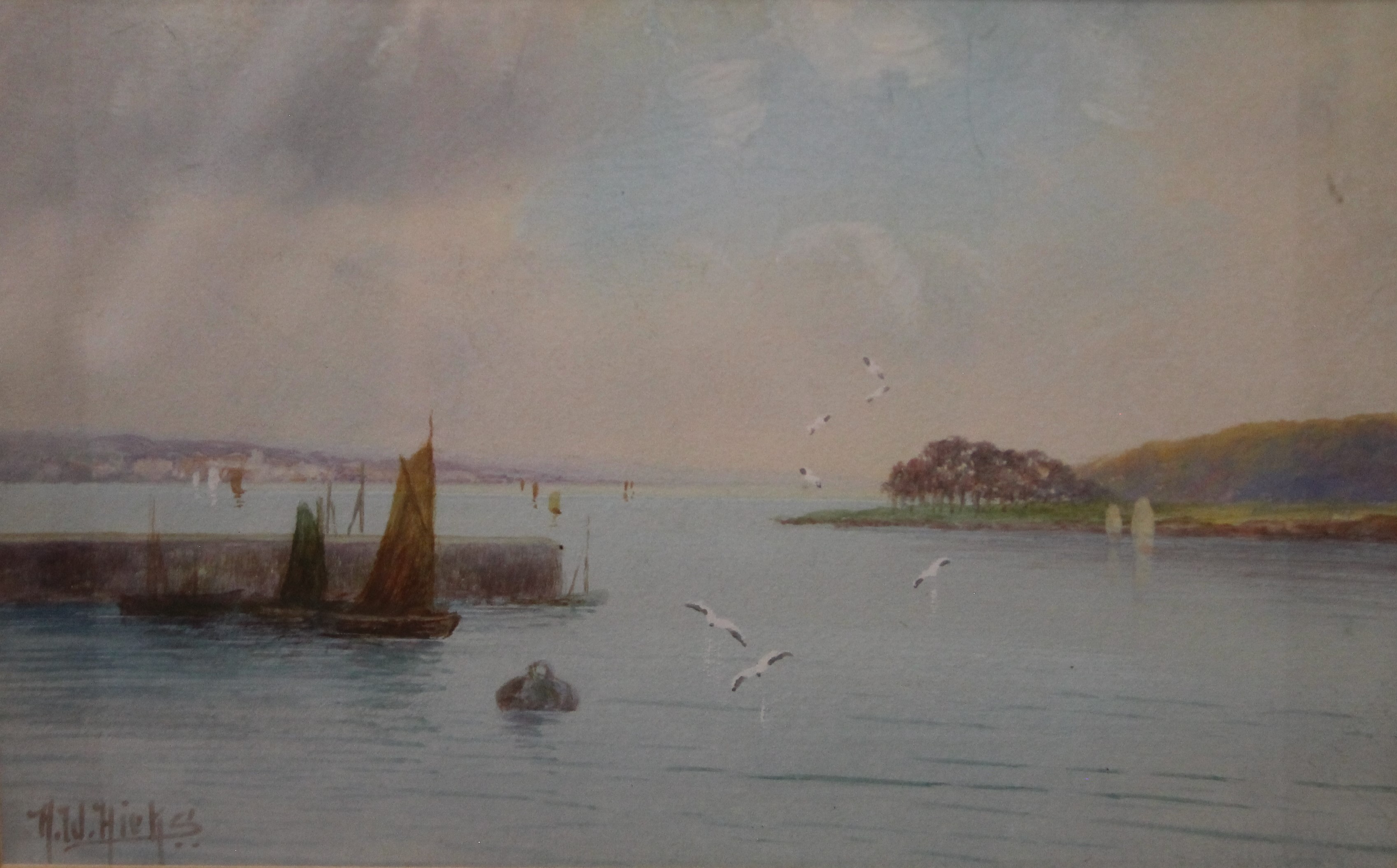 Devon Coast and River Exe, watercolours, signed H W HICKS, housed in a common frame, glazed. - Image 2 of 4