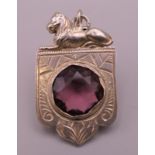 A Victorian silver and amethyst pendant. 3.5 cm high.