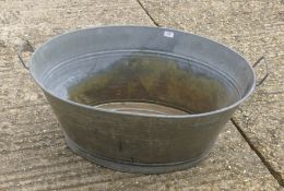 A vintage galvanized wash bowl.