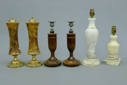 A quantity of various table lamps. The largest 38 cm high.