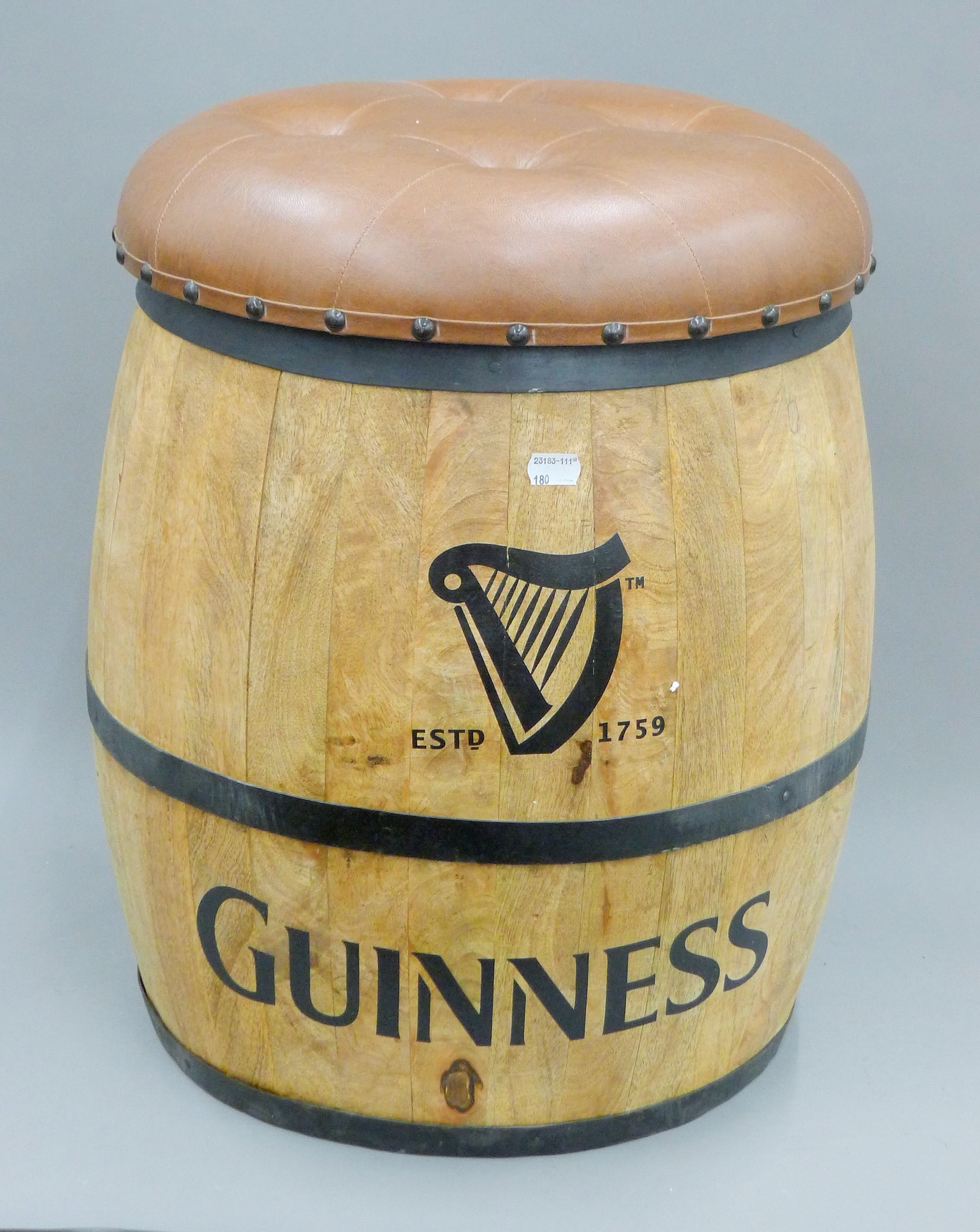 A Guinness barrel stool. 55 cm high.