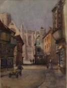 T BRAITHEWAITE, York Street Scene, watercolour, signed, framed and glazed. 25 x 33.5 cm.