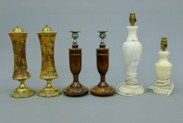 A quantity of various table lamps. The largest 38 cm high.