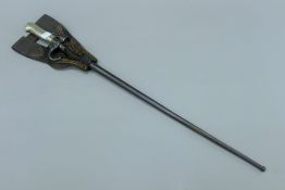 A late 19th century French bayonet with nickel hilt and hooked quilin,