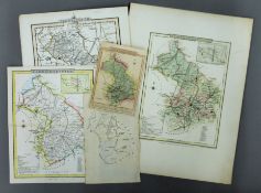 Five 19th century loose maps of Cambridgeshire. The largest 26 x 35.5 cm overall.