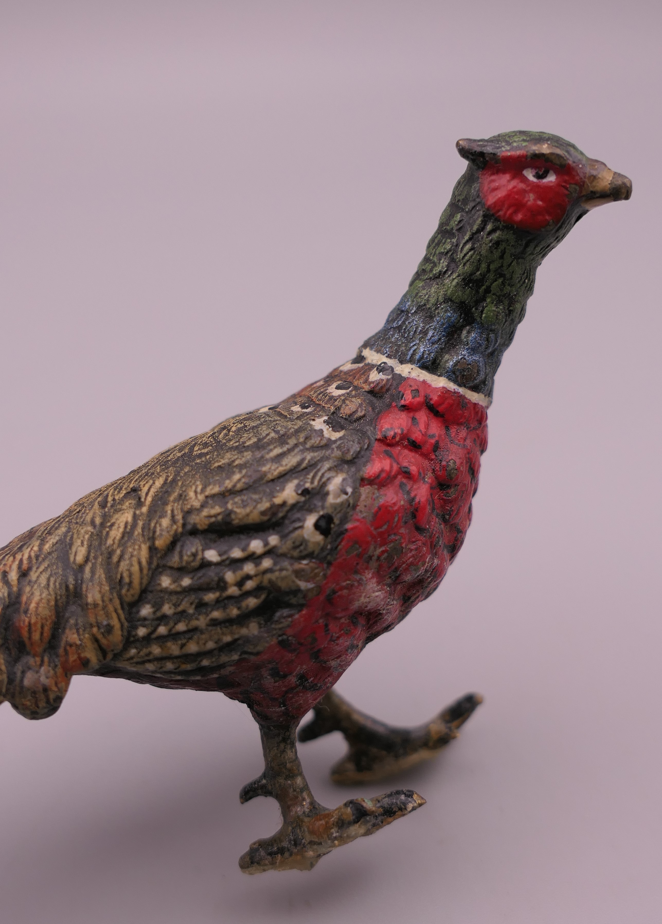 A cold painted bronze model of a pheasant. 13 cm long. - Image 3 of 5
