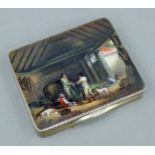 An enamel decorated 925 silver compact,