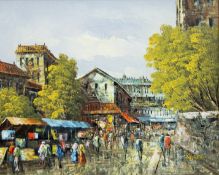 Townscape, oil on canvas, signed Oliveri, framed. 49.5 x 39.5 cm.