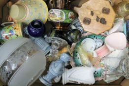 A quantity of miscellaneous items, including two double sided advertising figures, Victorian plates,