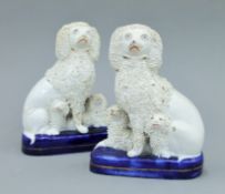 A pair of Staffordshire pottery dogs. 18.5 cm high.