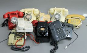 A quantity of vintage telephones.