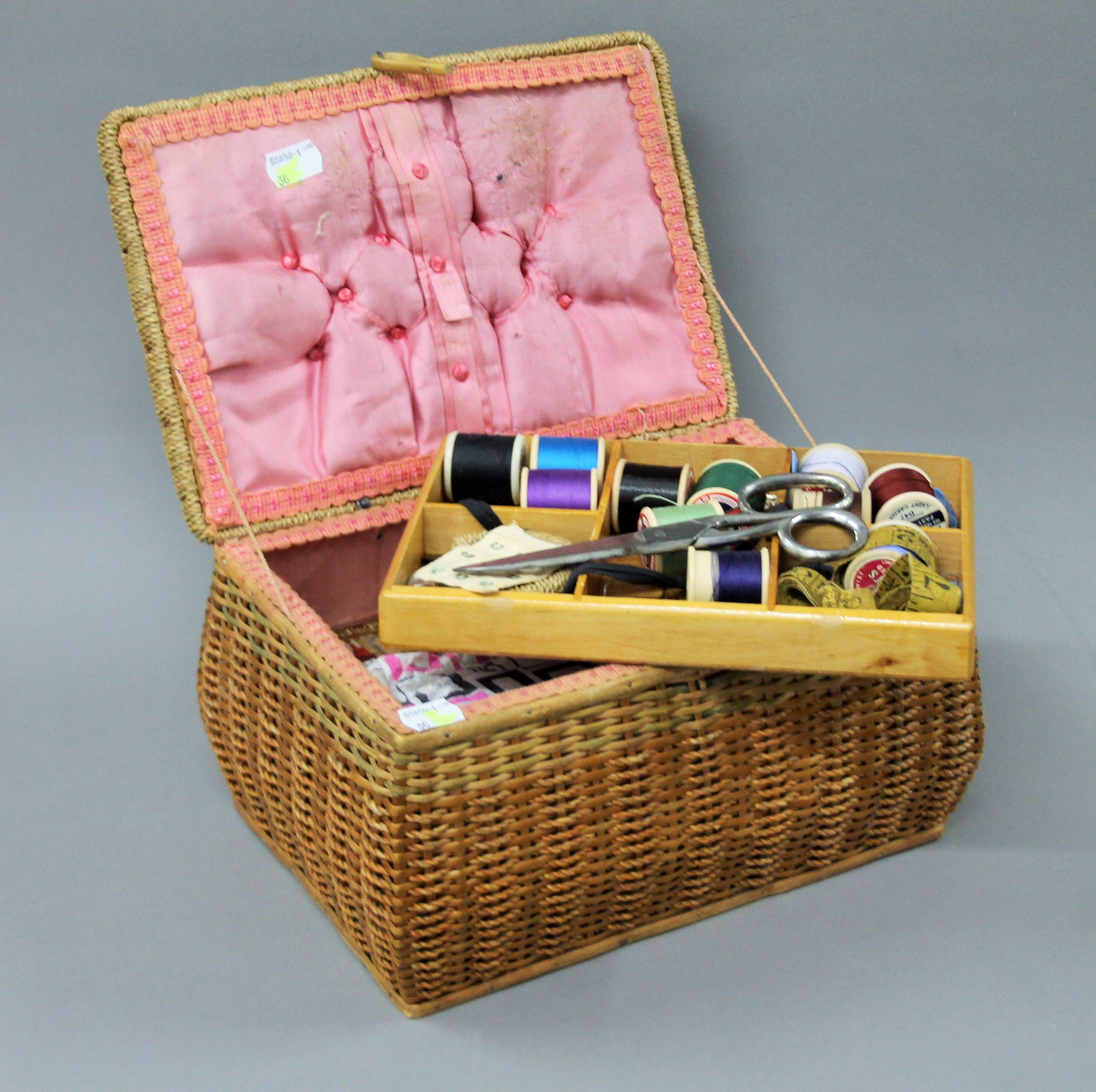 A vintage sewing box, a Mickey Mouse toy, a Golly and a small quantity of linen. - Image 3 of 6