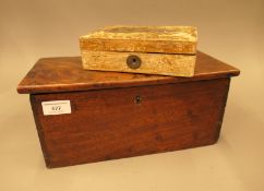 A 19th century candle box containing Edison Wax cylinder containers,