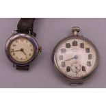 A ladies silver wristwatch, the reverse inscribed D James 2072145 W.A.A.F and another.