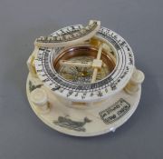 A bone sundial compass. 10.5 cm diameter.