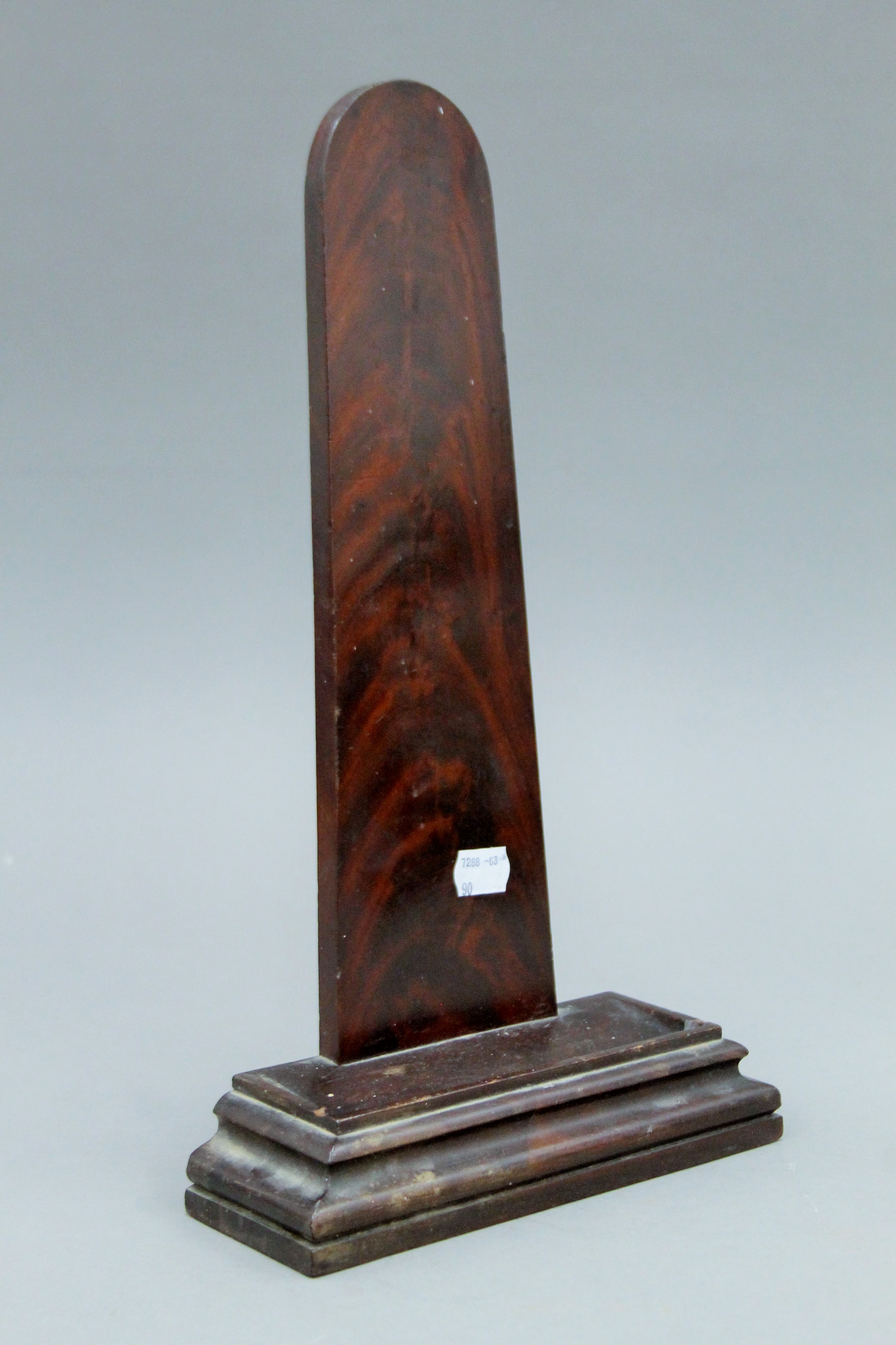 A 19th century mahogany plate stand, with lead weighted moulded base. 38 cm high. - Image 2 of 3