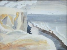 Coastal Scene, oil on board, unsigned, framed. 38 x 28 cm.