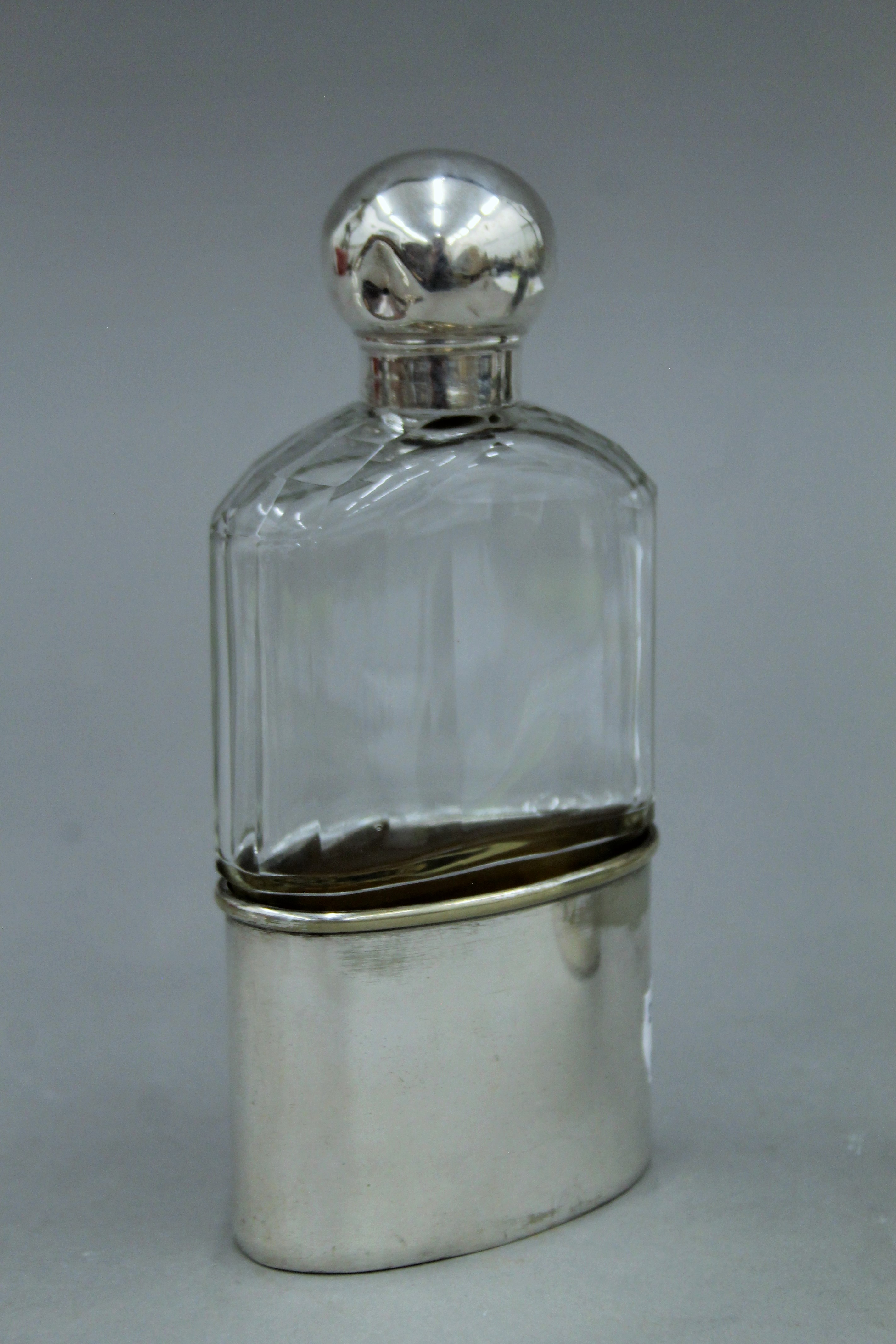A silver topped cut glass spirit flask, - Image 2 of 5