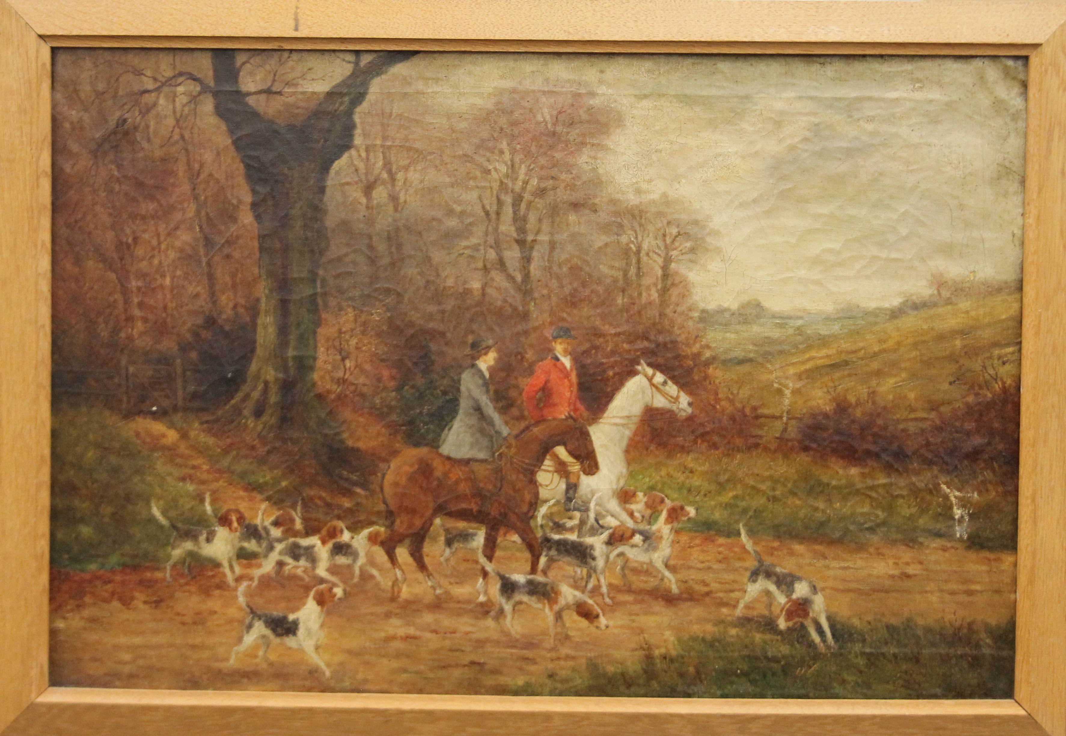 A pair of Hunting Scenes, oils on canvas, indistinctly signed, each framed. 59.5 x 40 cm. - Image 2 of 6
