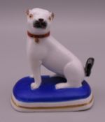 A late 18th century Chamberlains Worcester porcelain model of a pug dog (1786-1810),