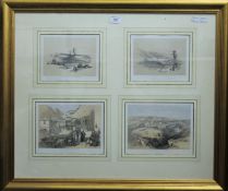 Four DAVID ROBERTS tinted lithographs, housed in a common frame. 75.5 x 64.5 cm.