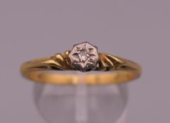 An illusion set diamond solitaire ring. Ring size R. 3.1 grammes total weight.