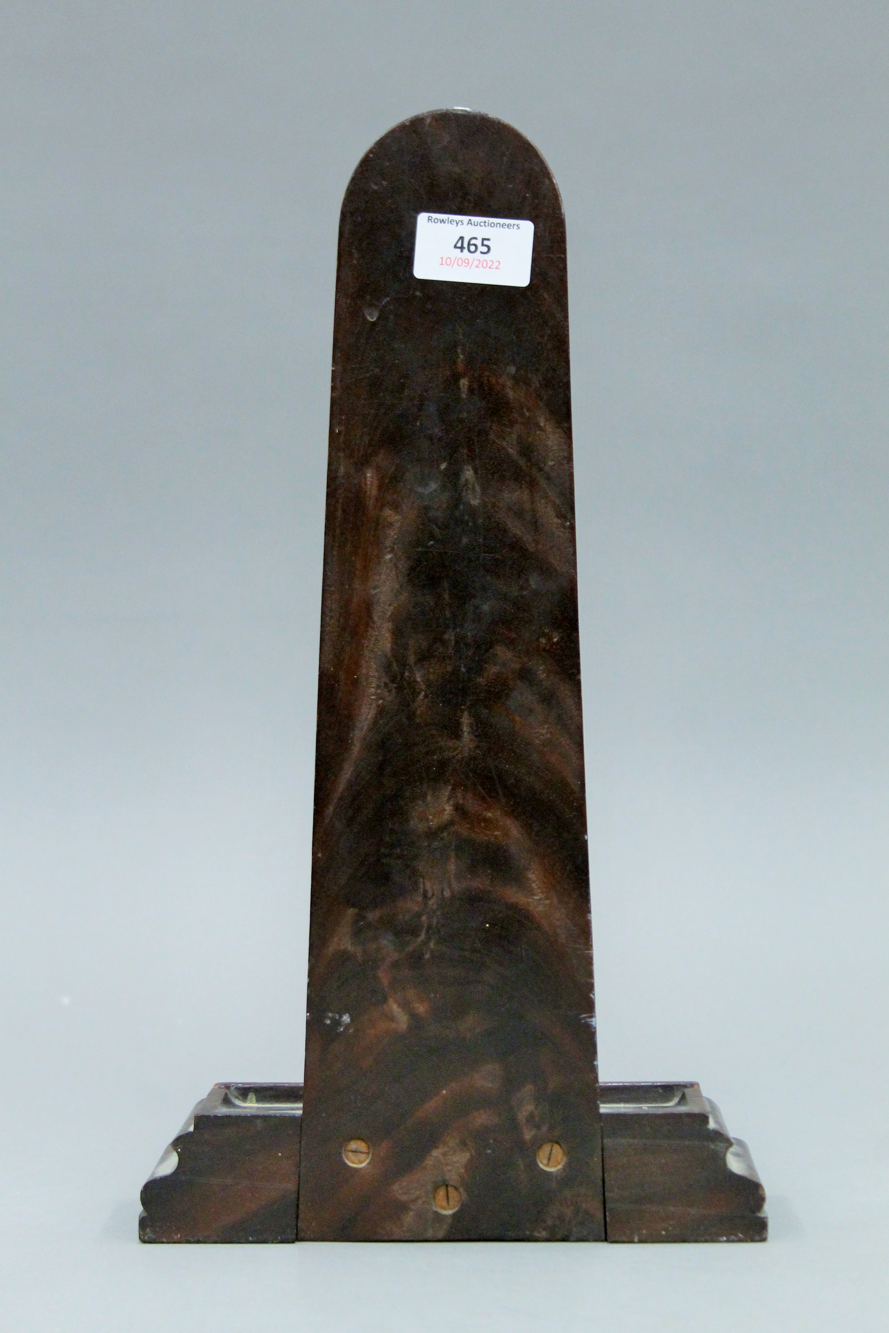 A 19th century mahogany plate stand, with lead weighted moulded base. 38 cm high. - Image 3 of 3