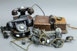 A quantity of early telephones and equipment.