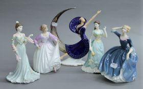 A quantity of Royal Doulton and other porcelain figurines.