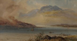 F RAMUS, Scottish Loch Scene, watercolour, signed and dated 1907, framed and glazed. 42 x 22.5 cm.