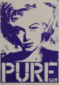 PURE EVIL, Marilyn Monroe, print, signed and numbered 80/100, unframed. 35 x 50 cm.