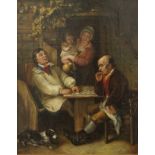 19TH CENTURY SCHOOL, Figures Playing Draughts, oil on canvas, unsigned, framed. 24 x 30.5 cm.