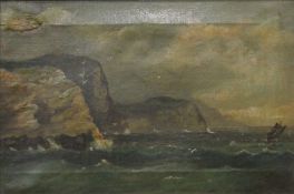 19TH CENTURY SCHOOL, Coastal Scene, oil on canvas, framed. 37 x 24 cm.