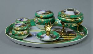 A Noritake dressing table set. The tray 32.5 cm wide.