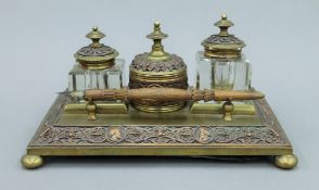 A 19th century desk top writing set.