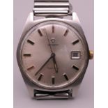 An Omega Geneve Date gentleman's wristwatch. 3.5 cm wide.