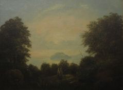 Figures in a Landscape, oil on canvas, framed. 66 x 49 cm.