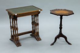 A nest of three tables and a tripod table. The former 50.5 cm wide.