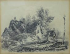 Three 19th century framed and glazed pencil sketches. Each 36 x 33 cm overall.