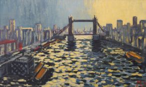 MICHAEL QUIRKE (born 1946) (AR), Sunrise River Thames, Contemporary oil on canvas,