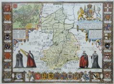 A map of Cambridgeshire, after Speed's map of Cambridgeshire 1610, framed and glazed.