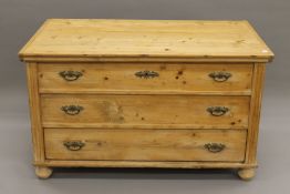 A 19th century Continental pine mule chest. 115 cm wide.