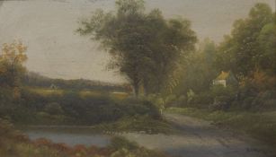 Country Scene, oil on board, framed. 49 x 28.5 cm.