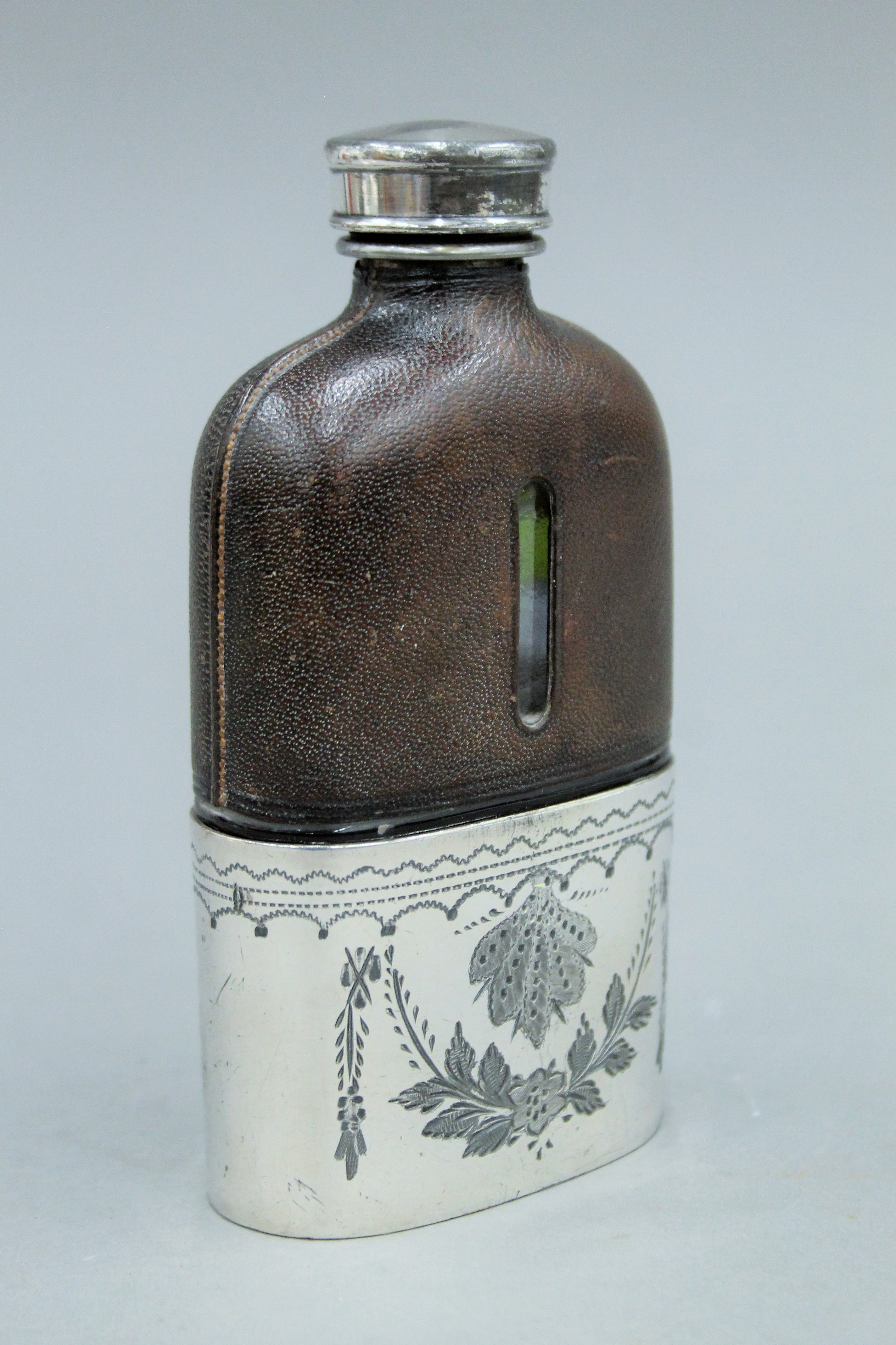 A silver topped cut glass spirit flask, - Image 4 of 5