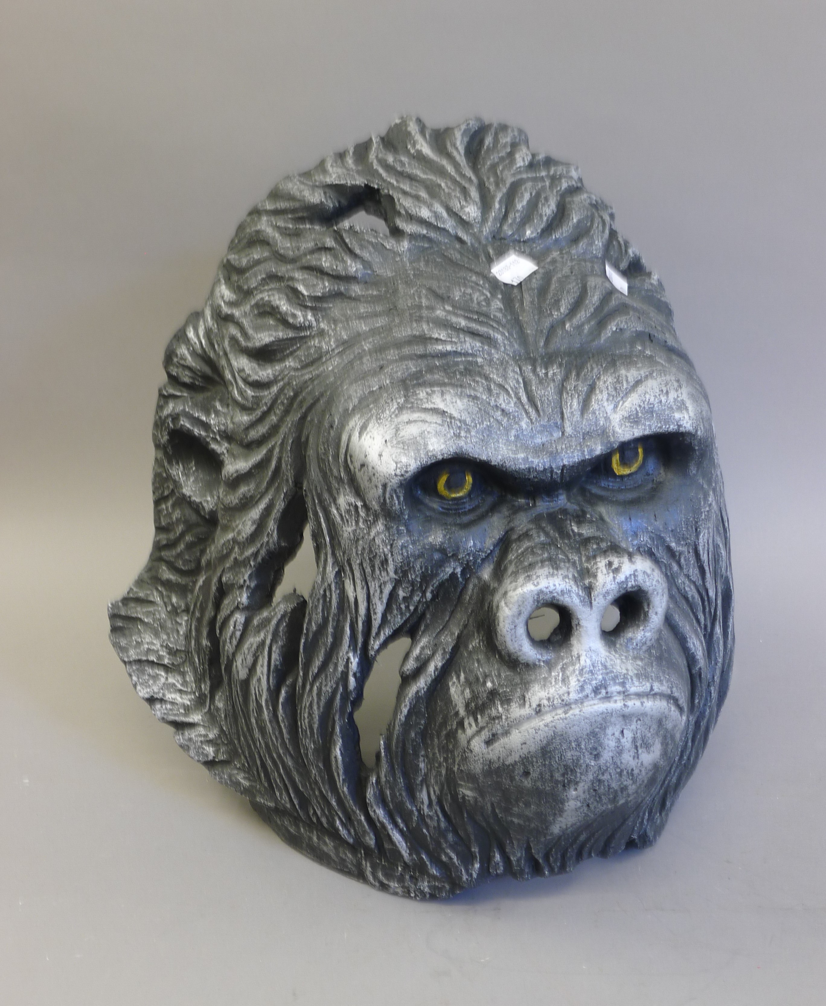 A gorilla head/mask. 38 cm high.