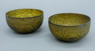 Two Asian temple offering bowls. Each 11.5 cm diameter.