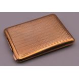 A 9 ct gold match box case. 4.25 cm wide. 20.3 grammes.