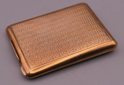 A 9 ct gold match box case. 4.25 cm wide. 20.3 grammes.